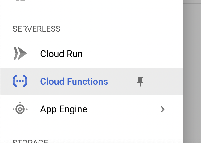 Google Cloud Functions in Menu